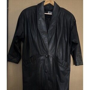Vintage Comint Argentina Black Leather Jacket XS Oversized 80s